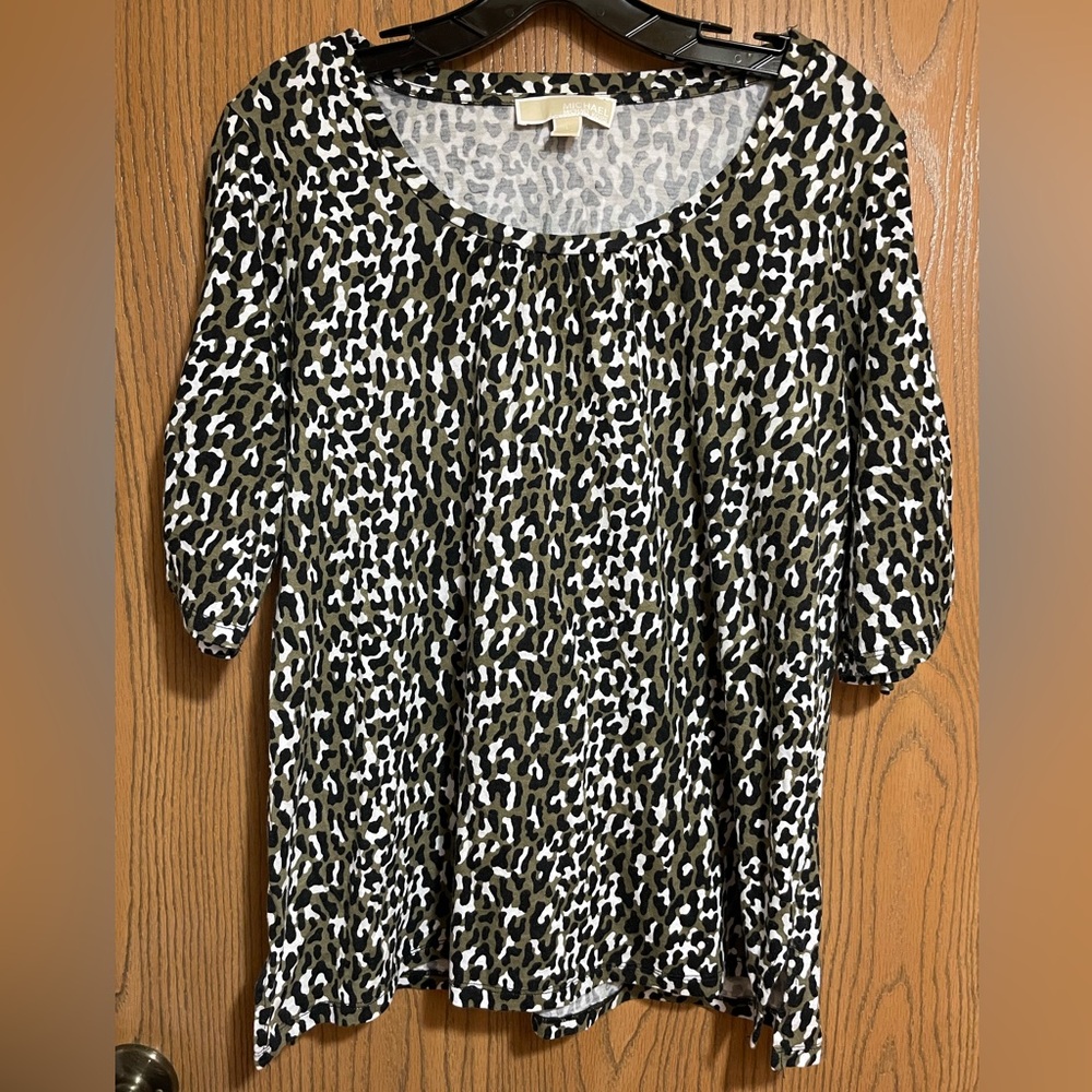 MICHAEL Michael Kors Blouse with Animal Print - Black, White, Brown